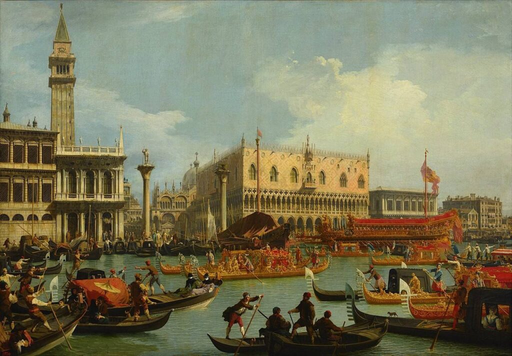 Bucentaur’s return to the pier, Doge’s Palace Venice by Canaletto
