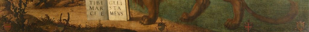 Detail of the Five Coats of Arms from Carpaccio’s Lion of Saint Mark, heraldry in art