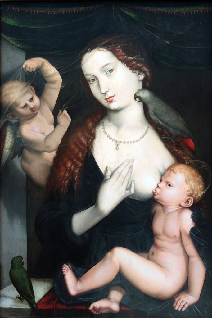 Madonna with Child and Parrots, painting by Hans Baldung Grien – symbolism of parrot in art