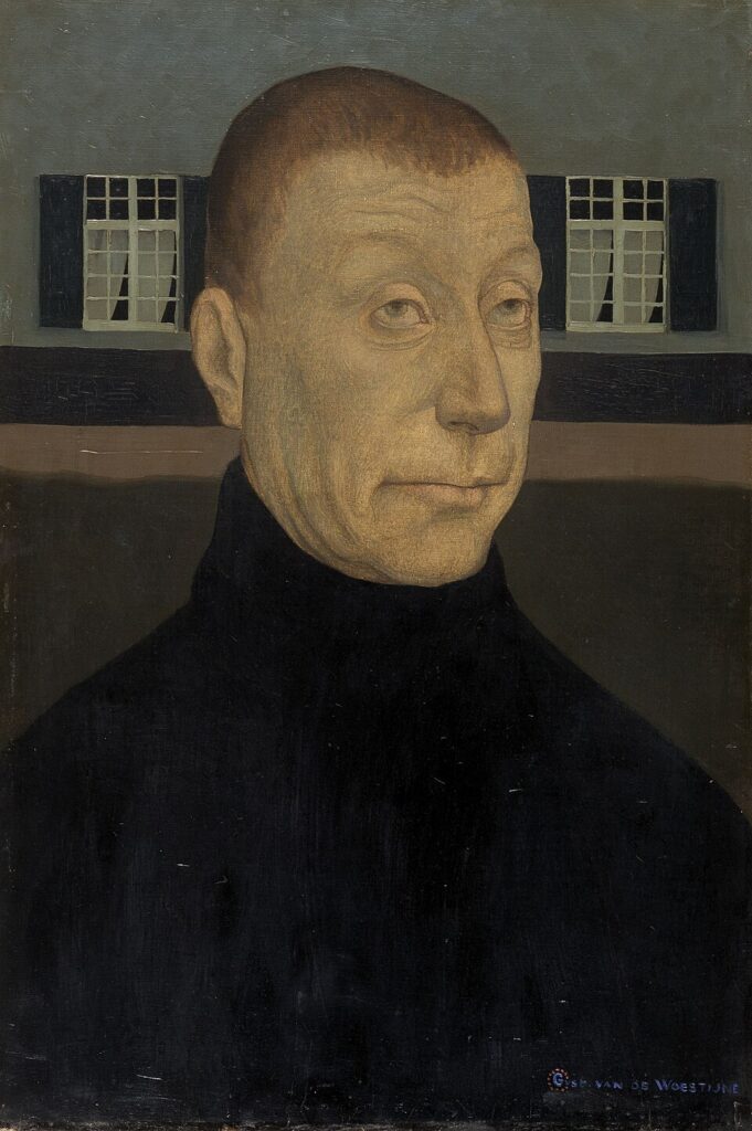 Farmer by Gustave Van de Woestyne, Belgian Expressionism portrait of rural life, early 1900s Symbolism painting