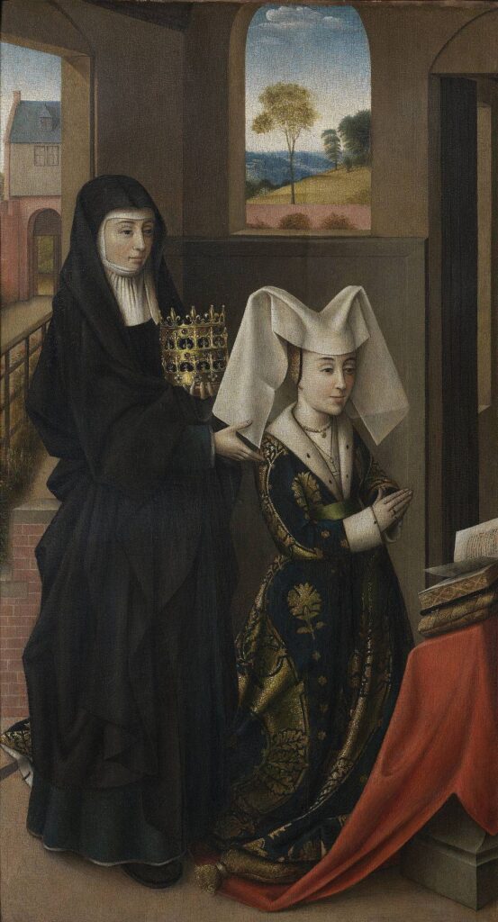 Isabel of Portugal with Saint Elizabeth, painting by Petrus Christus