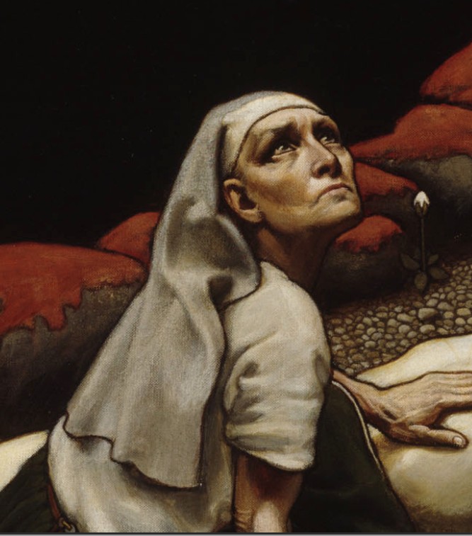 Lemminkäinen’s Mother, detail, painting by Akseli Gallen-Kallela