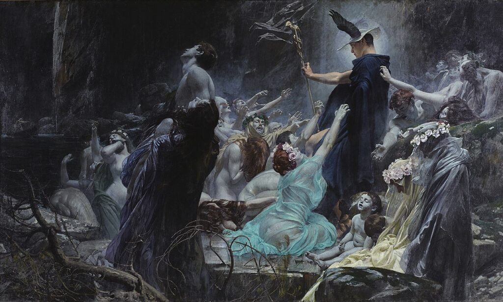 The Souls on the Banks of the Acheron by Adolf Hirémy-Hirschl, Galerie Belvedere, Symbolist painting