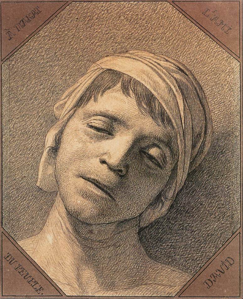 Study of the Head of Jean-Paul Marat by Jacques-Louis David, Louvre, Paris, French Neoclassicism