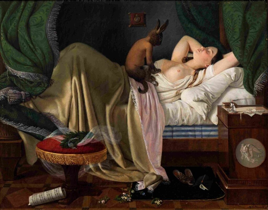 Nightmare by Ditlev Blunck, hybrid incubus motif in 19th century Danish art from the Nivaagaard Collection