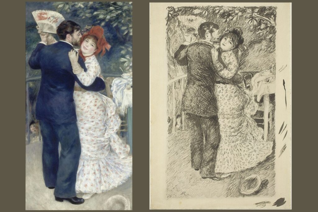 Renoir Dance in the Country with a couple waltzing outdoors